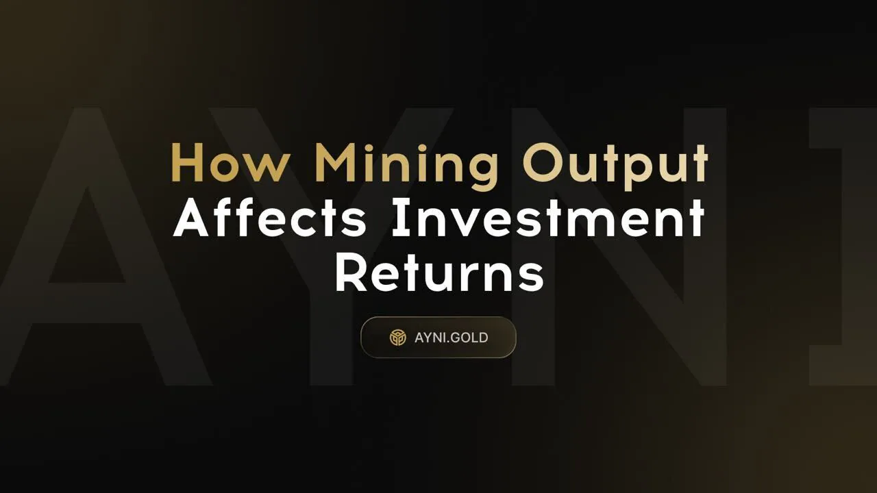 Concept linking gold mining output, operational efficiency, and investment returns aligned with digital gold rewards.